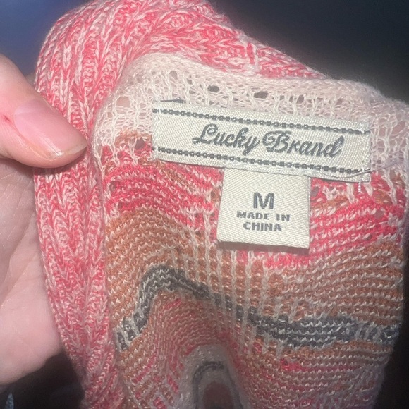 Lucky Brand Pink Aztec Knit Swing Waterfall Cardigan Open Blanket Size M - Picture 5 of 11